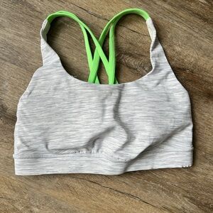 Women's Gray and Green Sports Bra